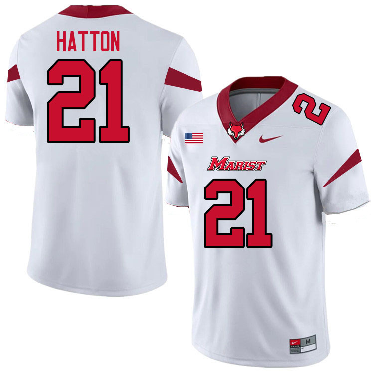 Marist Red Foxes #21 Chase Hatton College Football Jerseys,Uniforms-White